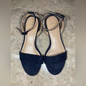 Navy suede ankle strap sandals